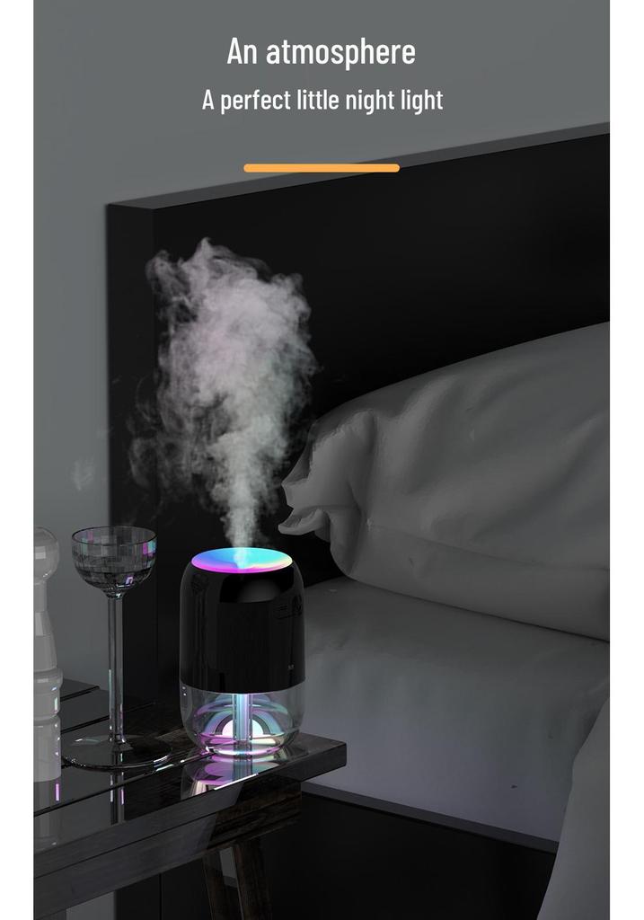 USB Mini Humidifier for Bedroom, Home, Car & Desk with Large Mist Output & Colorful Light