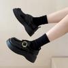 Fashion Fashion Single Shoes Autumn New Round Toe Deep Mouth Metal Buckle Platform Non-slip Loafers