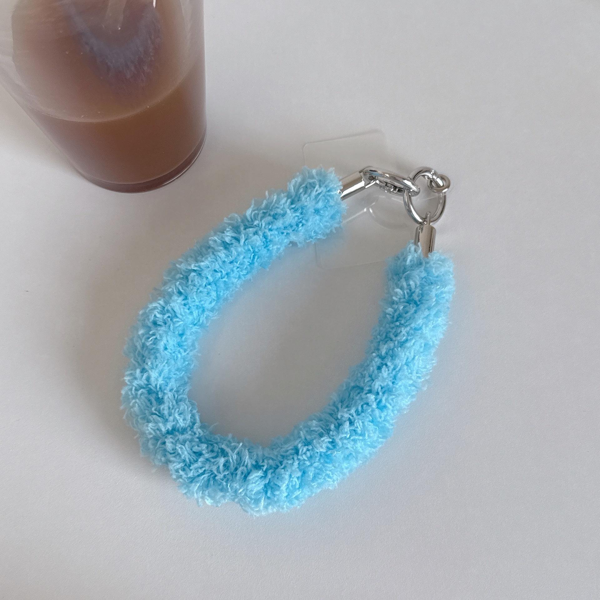 

Personalized Autumn Winter Fluffy Phone Case Pendant Bag Japanese Korean Keychain Short Strap Bag Pendant Wrist Strap YYH Short Double Button C