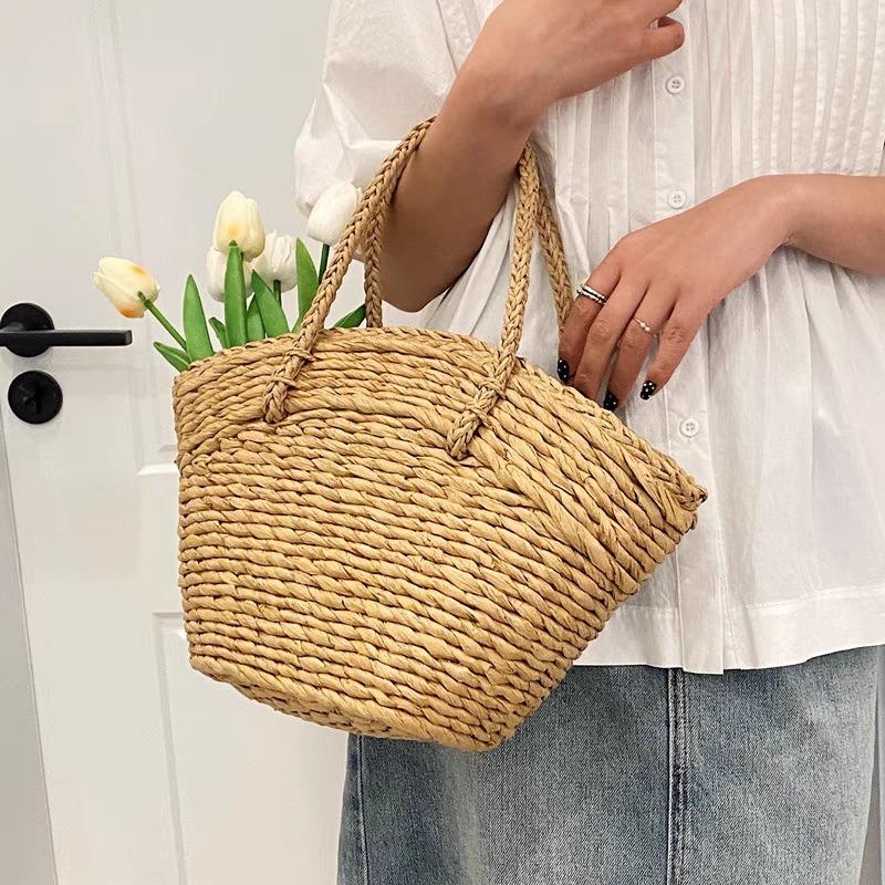 New Versatile Straw Woven Bag Women's Casual Handwoven Bag Large-capacity Handbag Tote Bag Travel Beach Bag