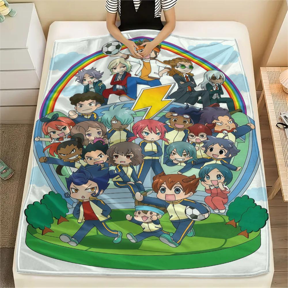 1Pc Inazuma Eleven Soccer Print Flannel Blanket, High Quality Comfortable for All Seasons, Home Decor, Warmth and Comfort, Perfect for Christmas Gifts