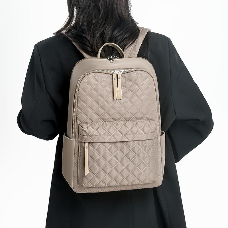 Lightweight Backpack Women's Quilted Rhombic Large Capacity Backpack