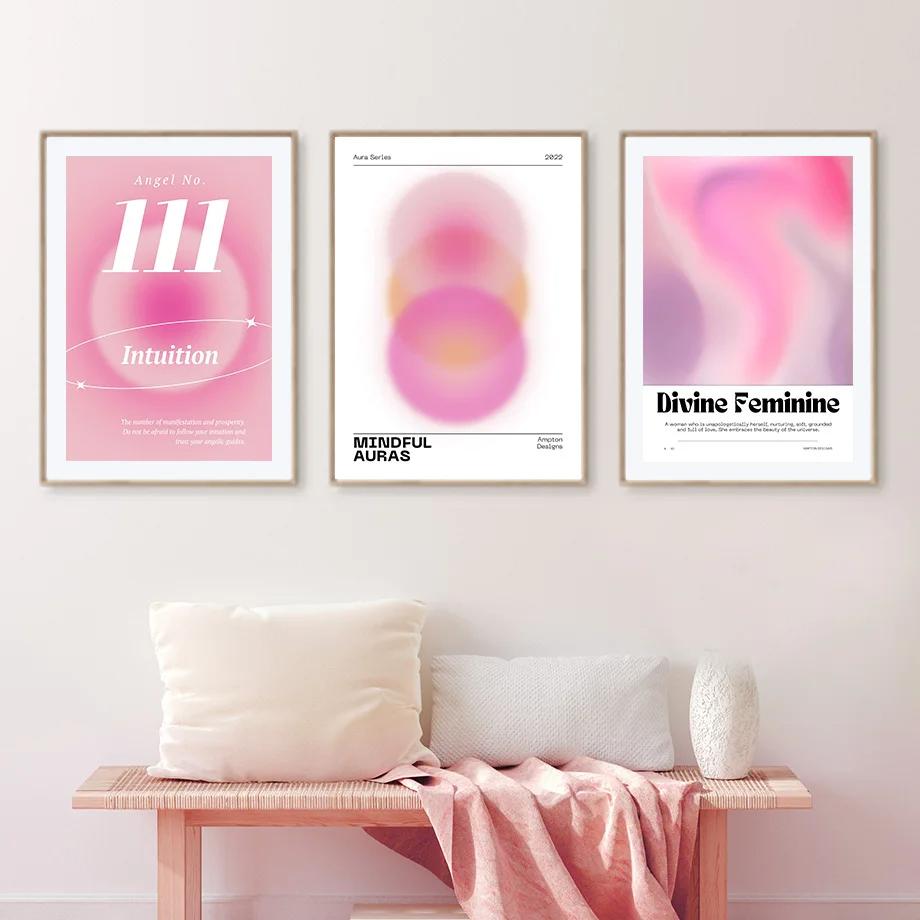 Pink Angel Number Poster And Prints Flower Maket Exhibition Gallery Wall Art Canvas Painting Pictures For Living Room Decor
