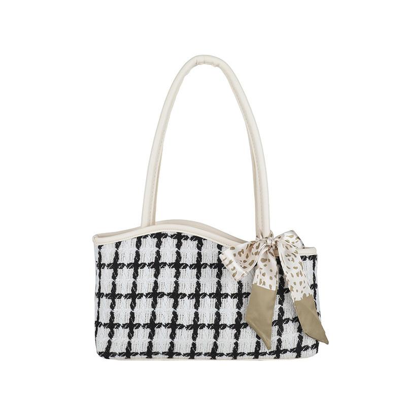 Trendy Plaid Color Block Shoulder Bag For Women Versatile Everyday Use Stylish Handheld Bag