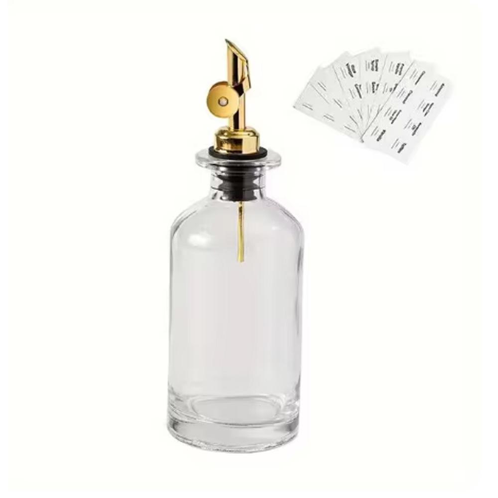 Dávkovač oleje a octa s kovovou hubičkou, nepropustná nádoba na olej, nádoba na koření, kuchyňský skleněný dávkovač lahví