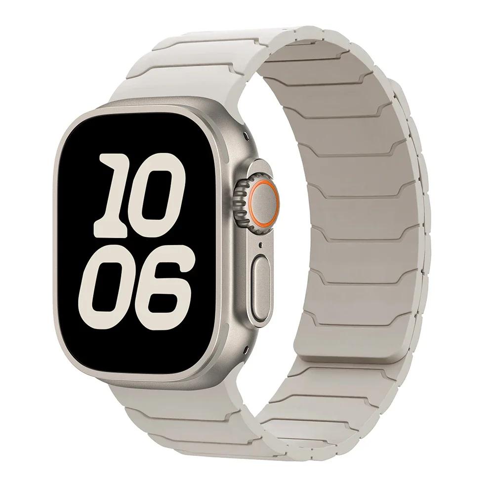 Strap For Apple Watch Ultra 2 Band 49mm 44mm 45mm 40mm 42mm 46mm 41mm 38mm Magnetic Silicone Bracelet IWatch Series 10 SE 9 8 7