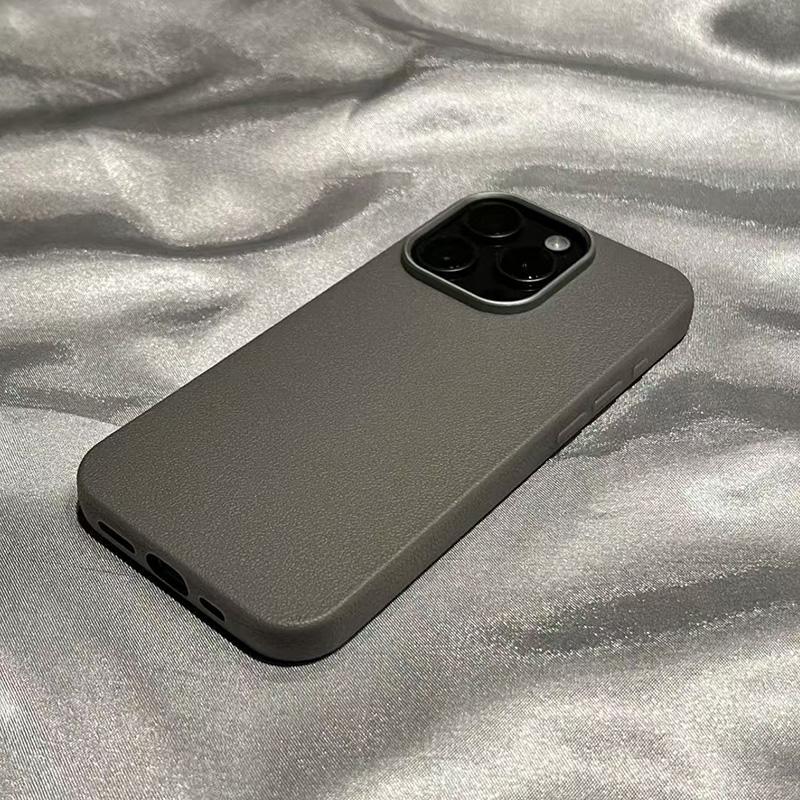 Matte Litchi Texture Leather Soft Case For iPhone 17 16 16E 15 14 13 12 11 Pro Max XS XR 7 8 Plus SE2 Silicone Shockproof Cover