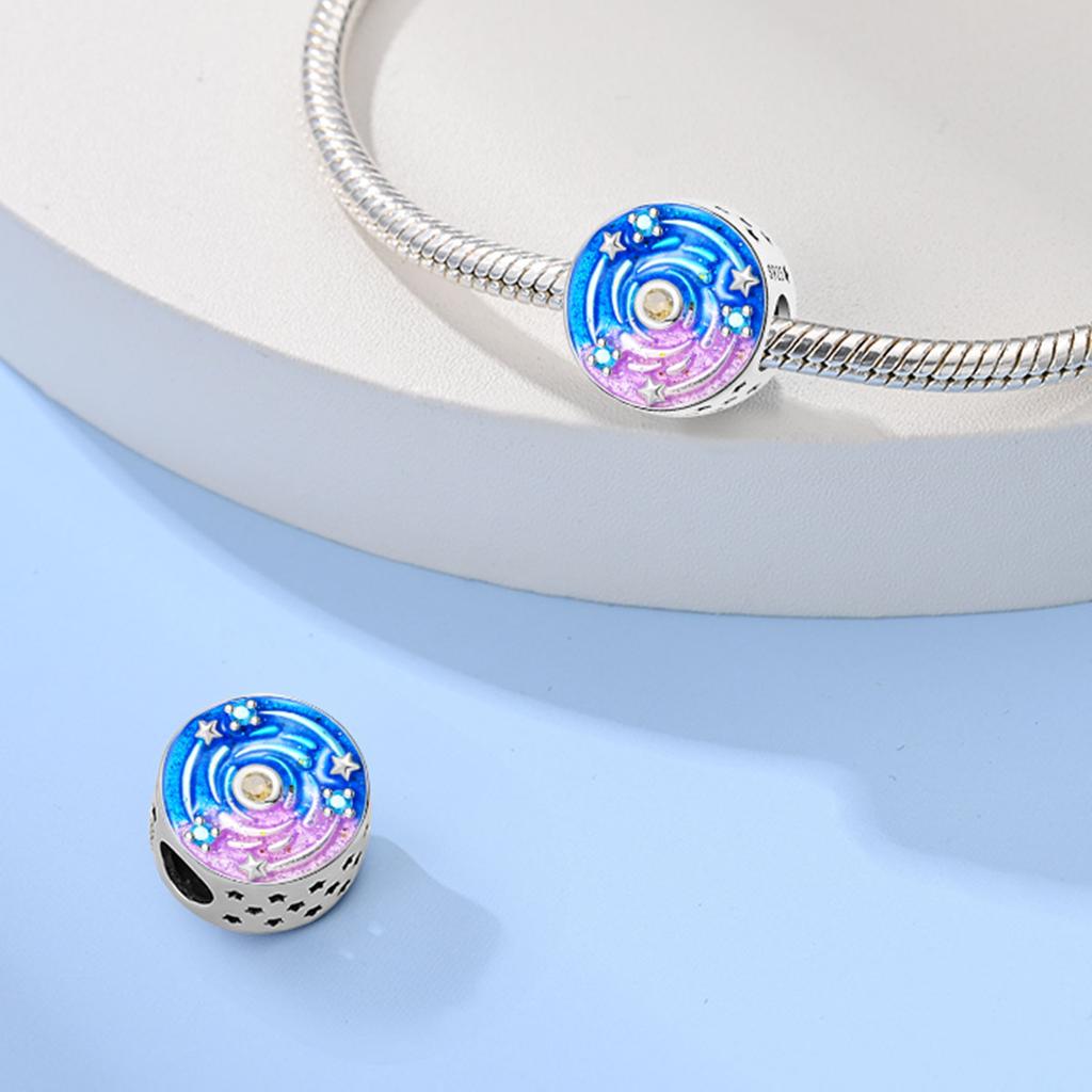 Charm Bead Charms Plata Starry Sky Bead Charms Compatible With Authentic Bracelets Charm Bead Charms for Women Jewellery Do It Yourself Making Gifts