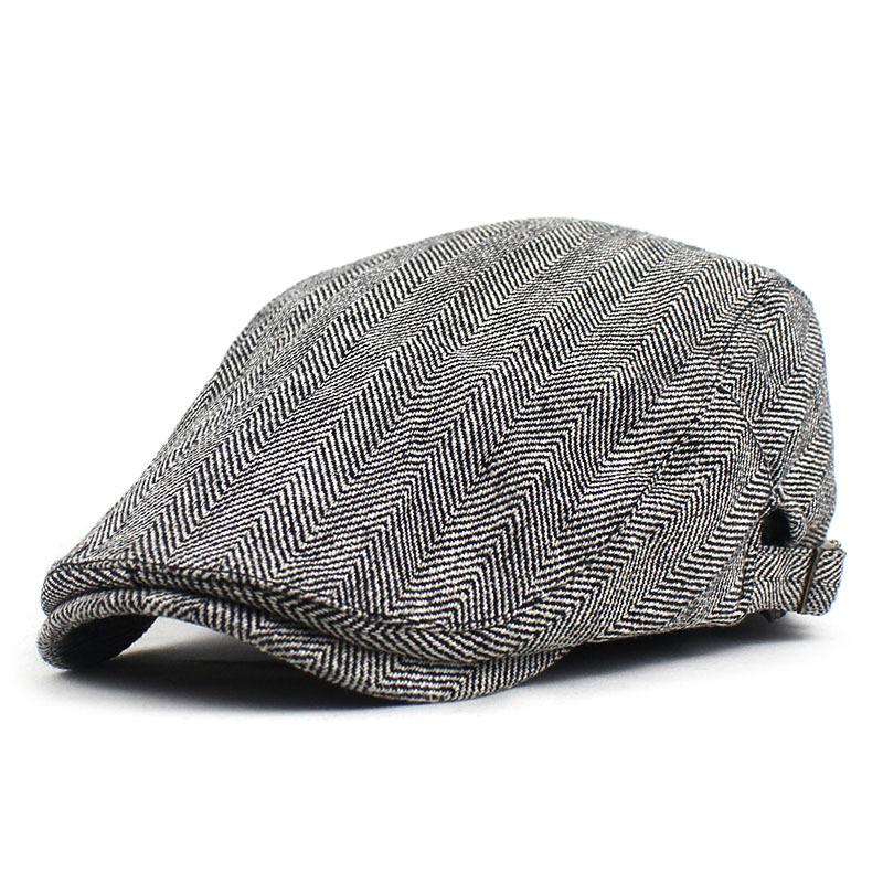 Beret fashion herringbone plaid duck tongue outdoor sports visor pure cotton old man hat new forward hat