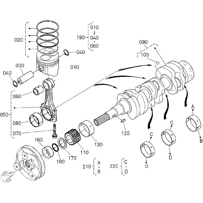 D902 Piston+Piston Rings 1J091-21110 1J09121110 For Kubota D902 D902-E2B D902-E3B D902-E4B Engine BX24 BX25 BX2230D BX2350D BX2360 KX41-3 KX41-3