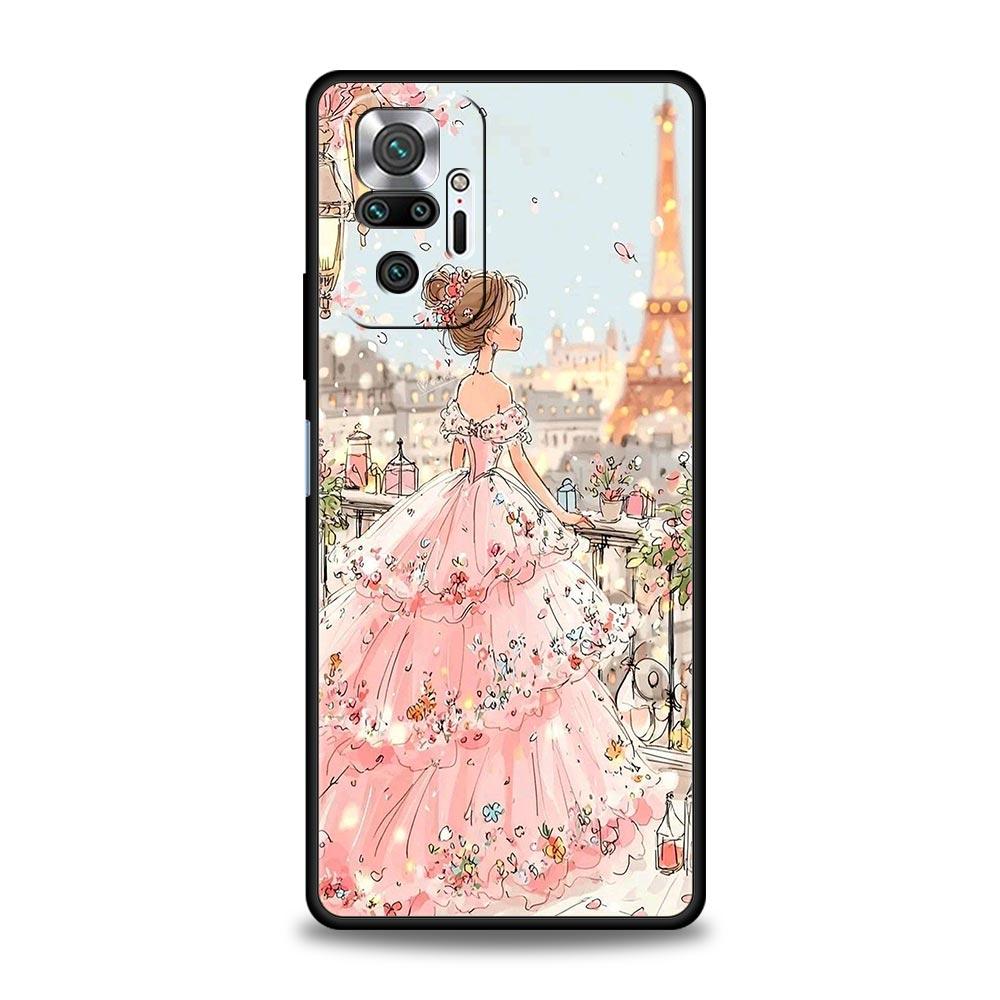 Cartoon Girl Phone Case Cover for Redmi 14C 10C Note 15 14 13 12 10 11 K40 Pro Plus 5G Soft TPU Shockproof Shell Funda Capas Bag