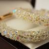 Fashion Women Circle Shape Rhinestone Inlaid Statement Hoop Earrings Jewelry