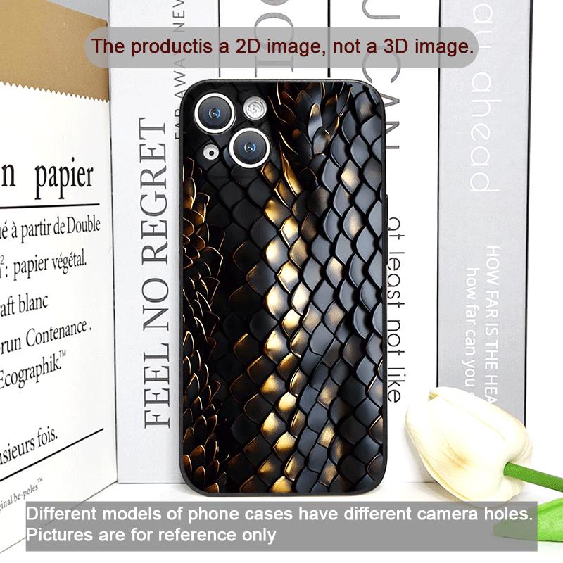 Creative Black Golden Scale Texture Printed Phone Case for iPhone 17 16 12 11 14 13 15 Pro Max Mini XS MAX XR 7 Plus Soft Cover