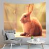 Cute Farm Rabbit Tapestry Grey Rabbit Tapestry Creative Style Tapestry Art Wall Hanging Home Living Room Bedroom Dorm Tapestries