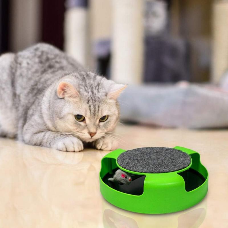 Durable Non-Toxic Plastic Interactive Cat Toy, Claw Grooming Feature In Bright Colorful Design, Battery-Free Rotating Mouse For Exercise And Agility
