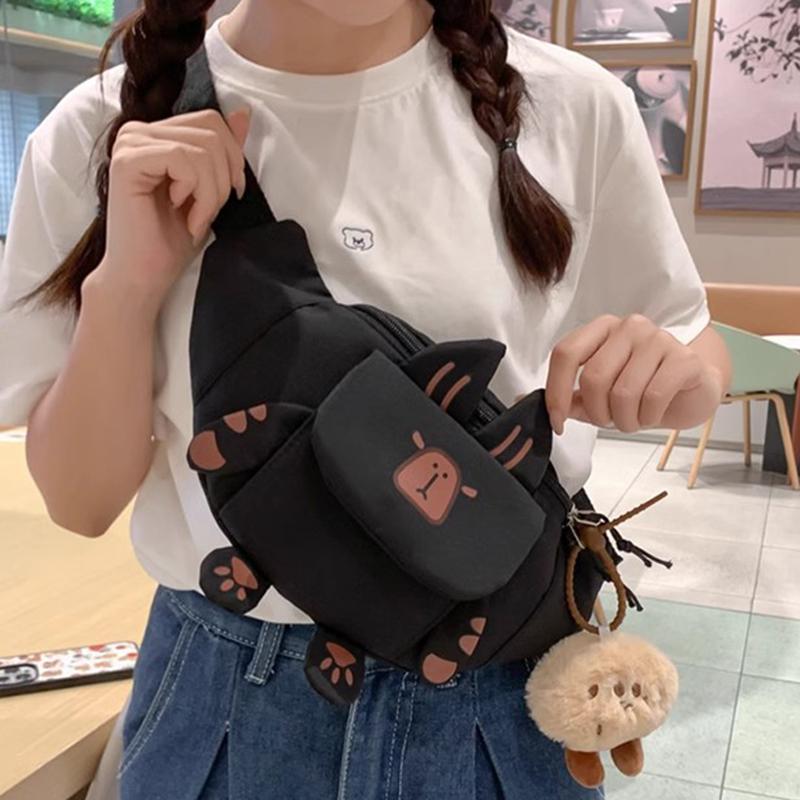 SCIONE Cute Cartoon Capibala Chest Bag 2025 New Large-capacity Fashion Leisure and Versatile Sports Students Lightweight Crossbody Bag