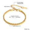 Vnox 2/3/4/5mm Twisted Chain Bracelets for Women Men, Gold Color Stainless Steel Link Chain, Adjustable Minimalist Metal Jewelry