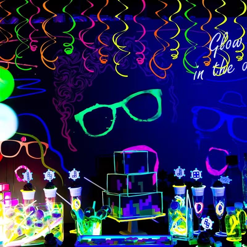 5/10/20 szt. Świecące Wiszące Wirujące Dekoracje na Imprezę Kolorowe Fluorescencyjne Wirujące Serpentyny Neonowe Świecące Wstążki na Imprezę Materiały Imprezowe