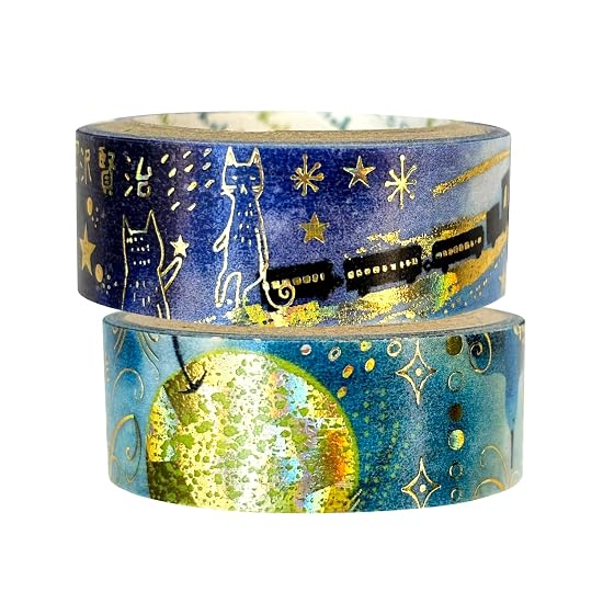 Sealido Made in Japan Kenji Miyazawa Foil-Stamped Kirapika Masking Tape, Night on the Galactic Railr