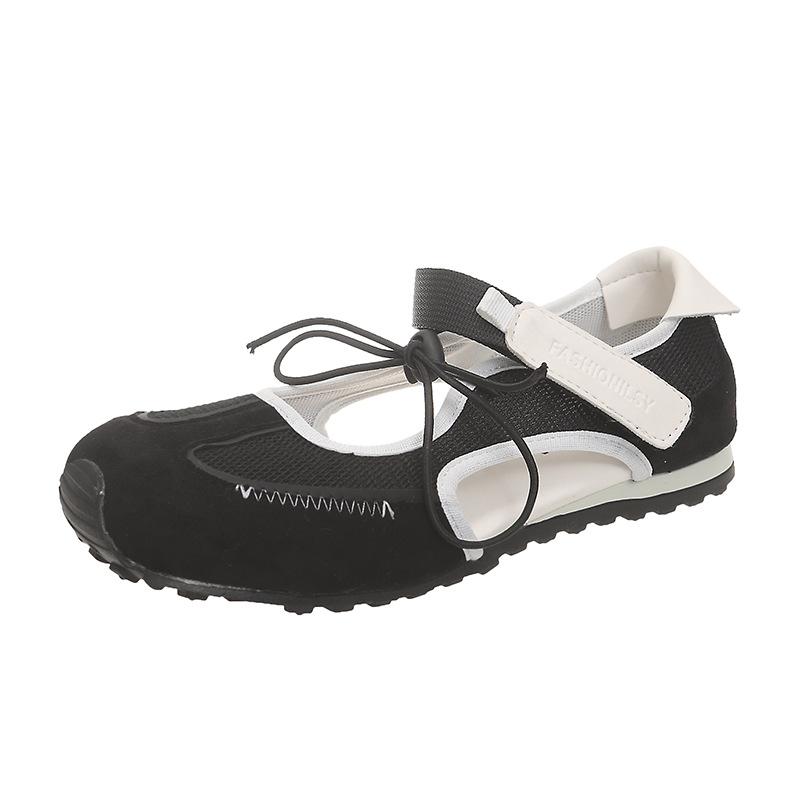 2025 new shallow mouth side empty Velcro single shoes matte leather casual Mary Jane shoes women's shoes ballet fashion training shoes