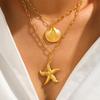 Starfish Shell Necklace Stainless Steel Bohemian Style Personality Exaggerated Design Sense Waterproof Pendant Women's Jewelry