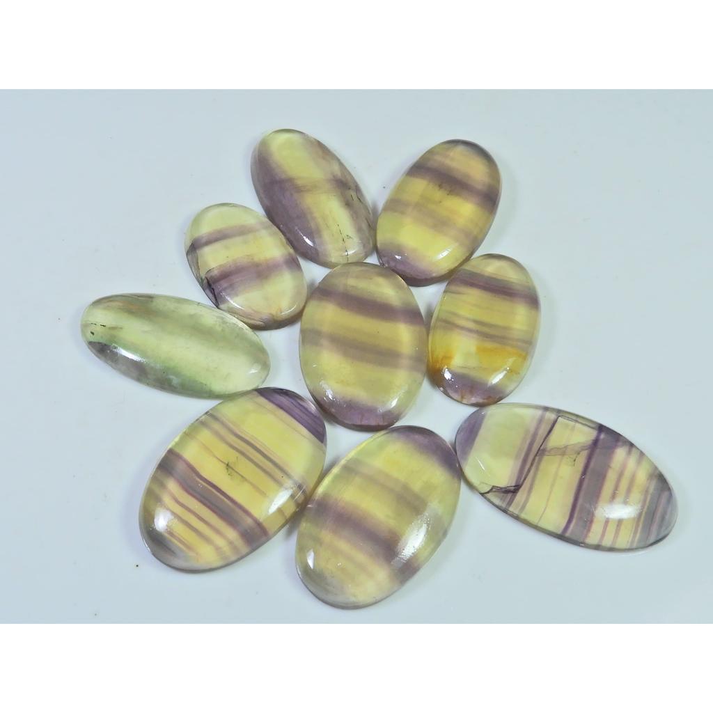 284Cts. Natural Rainbow Fluorite Oval Cabochon Loose Gemstone 09 Pcs Lot C-923