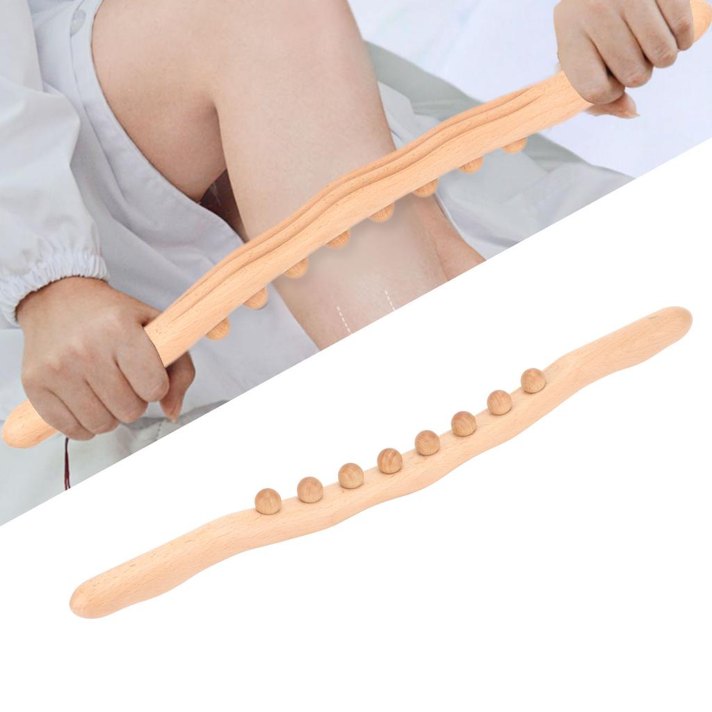 Sha Massage Tool Men Women Handheld 8 Bead Muscle Relax Wooden Scraping Stick for Neck Back