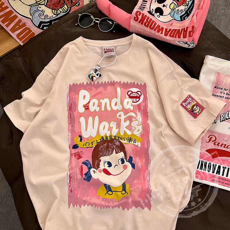 Cartoon Pure Cotton Short-sleeved T-shirt for Women In Summer New Design Half-sleeved T-shirt Loose Student Round Neck Top