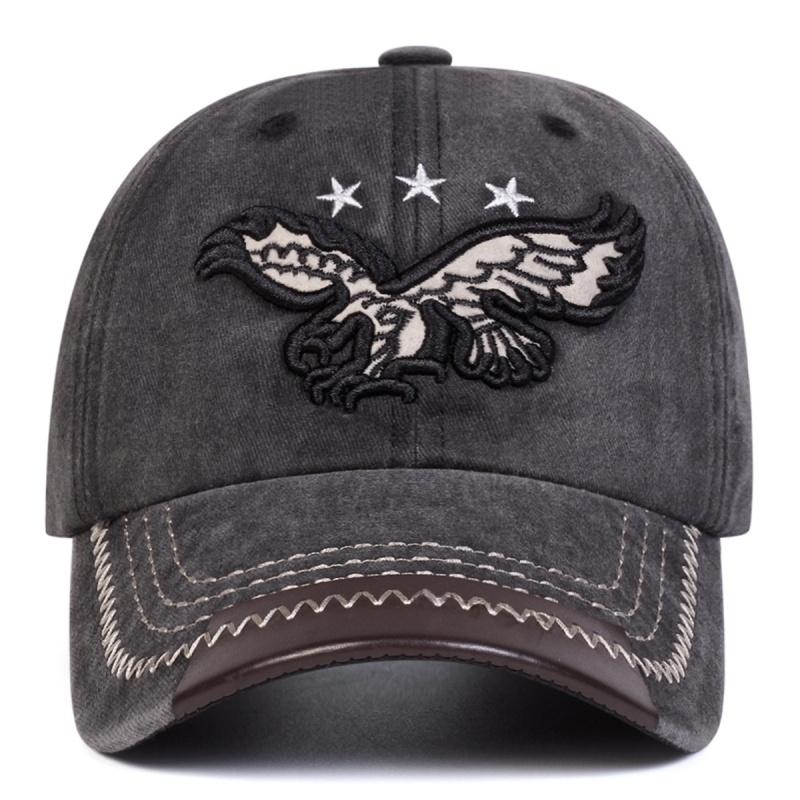 Unisex Eagle Pentagram Embroidery Wash Baseball Caps Spring Autumn Outdoor Adjustable Casual Hats Dad Hat Sunscreen Hat