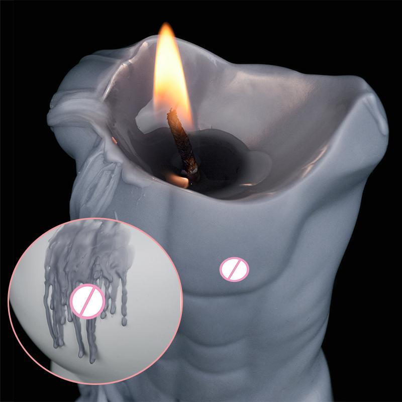 Male Body Shaped Candle Romantic Wax Candles Low Heat Candles for Bondage Gear Accessories BDSM Couples Play Body Massage Oil