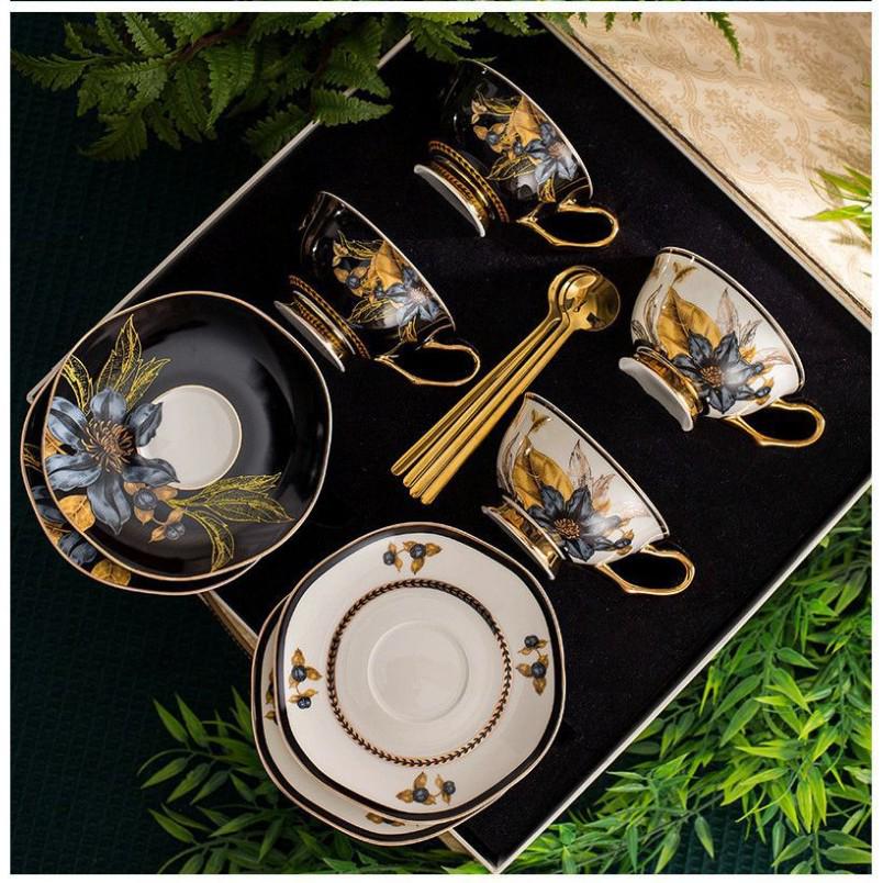 Luxury Retro Bone China Coffee Cup & Saucer Set - Elegant Gift Box, Perfect for Afternoon Tea or Souvenirs