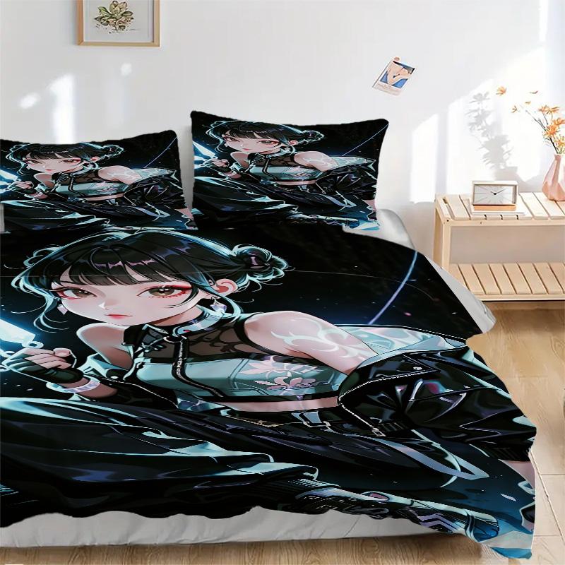 Warrior Girl Print 3Pcs Bedding Setduvet Cover With 2 Bedropillowcase Home Birthday Gift