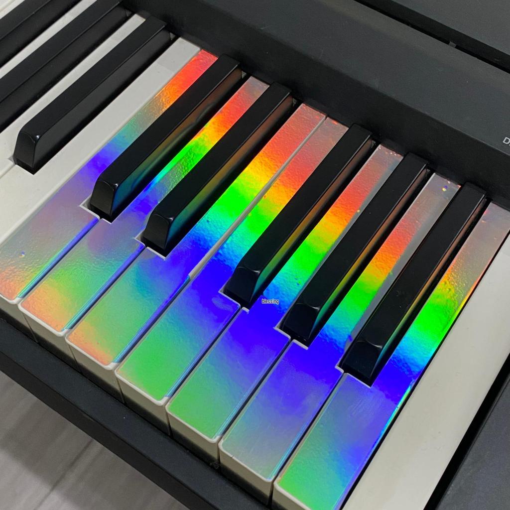 Färgglatt tangentbordsfilm med lasertangentklistermärken - Skydd för piano & Klistermärken för vita tangenter.