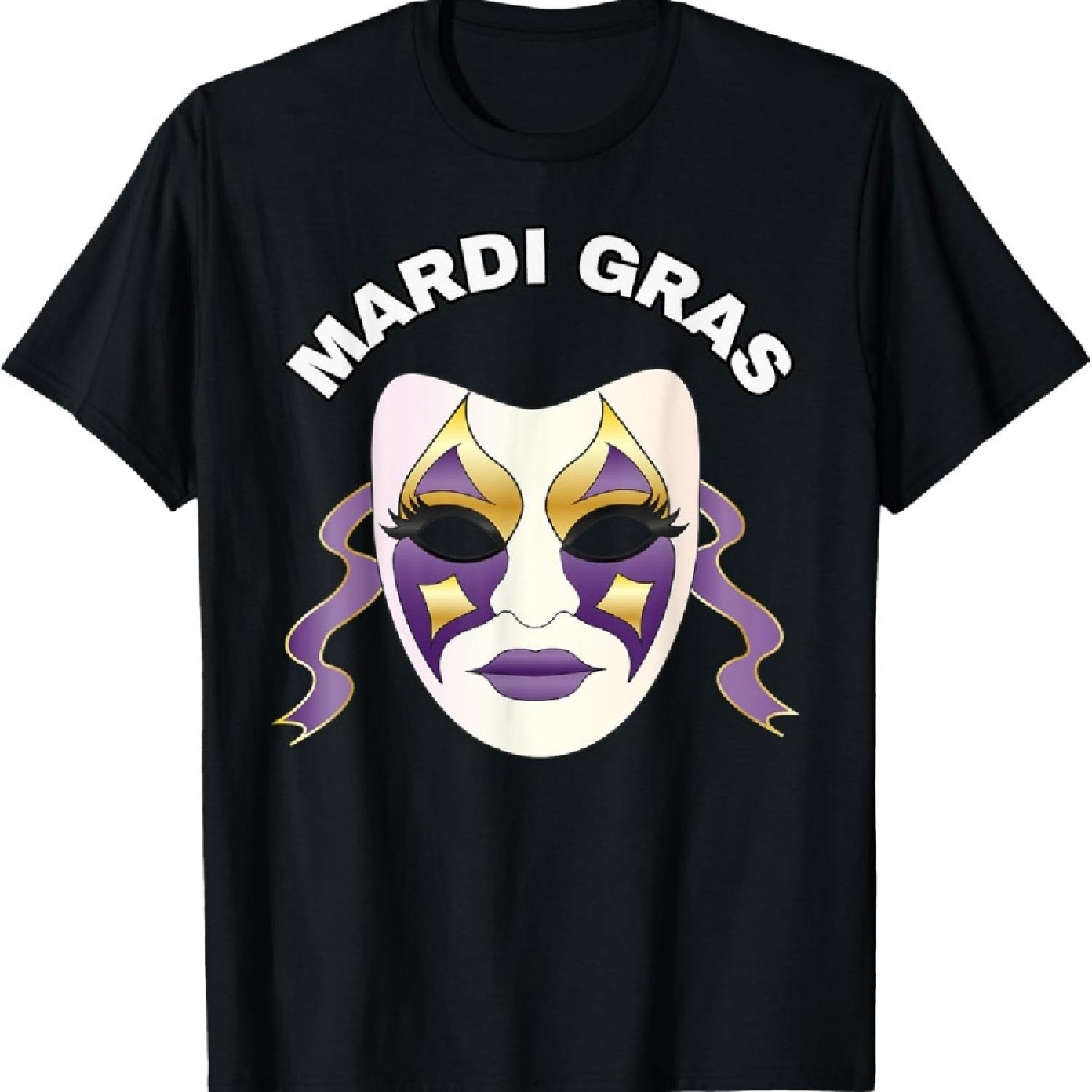 Маска Марди Гра Жирный вторник Карнавальная футболка XXXXXL чёрный