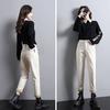 Women's Fleece-Lined Jeans High-Waist Slim Plus Velvet Harem Jeans Autumn and Winter Stretch Skinny Jeans