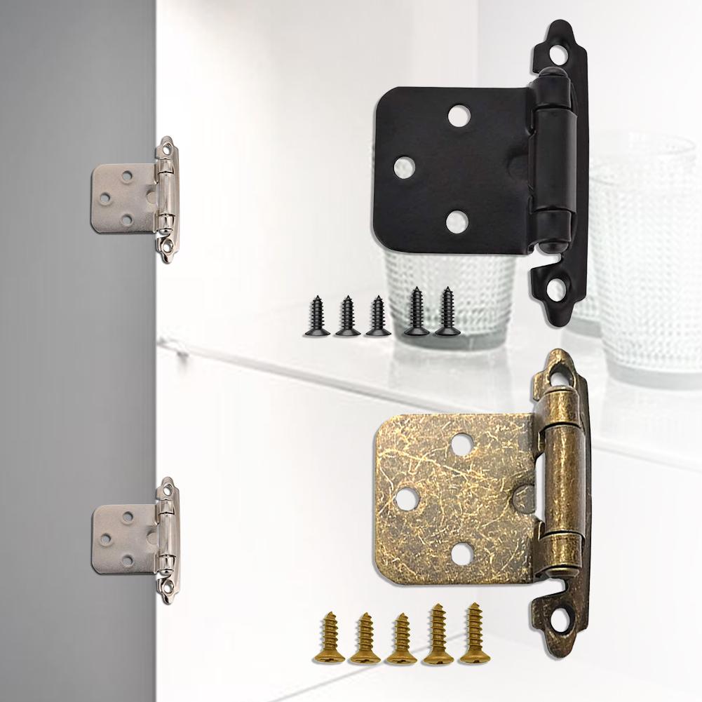 2Pcs American Self Closing Spring Hinge with Screws Overlay Cabinet Door Flush Hinges for DIY