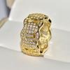 Huitan Gorgeous Micro Pave Zirconia Finger Ring Female Fashion Luxury CopperColor/Gold Color Jewelry Women Wedding Accessories