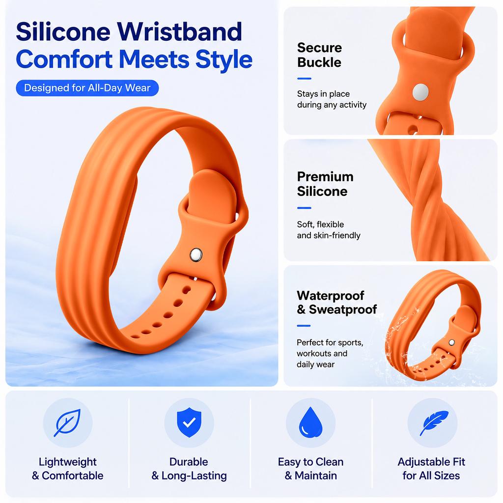 Einfarbiges Silikon-Sportarmband Kompatibel mit Google Fitbit Air Fitness-Tracker Armband für Aktive Wear