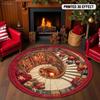 3D Bücherregal Weihnachts-Teppich Bedruckter runder Teppich mit Geschenken und Baum Festliche Feiertags-Bodenmatte für Zuhause Weihnachtsfeiertage