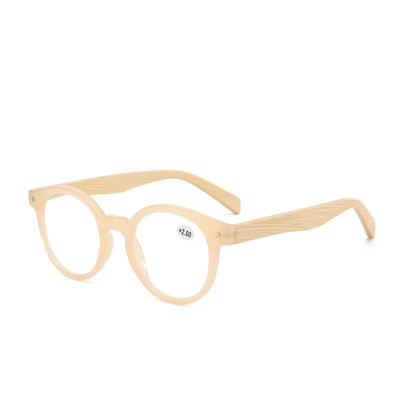 Anti Blue Light Fashion Round Optical Reading Glasses Women Men Reader Bamboo Leg Farsightedness Eyeglasses Prescription Glasses