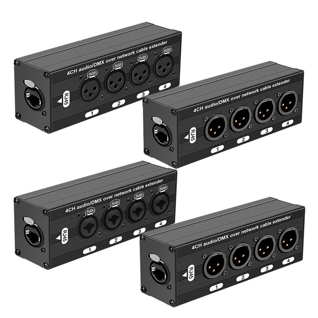 Heavy Duty 4 Way XLR Over Cat5 Balun For Interferences Resistant Auditory Applications