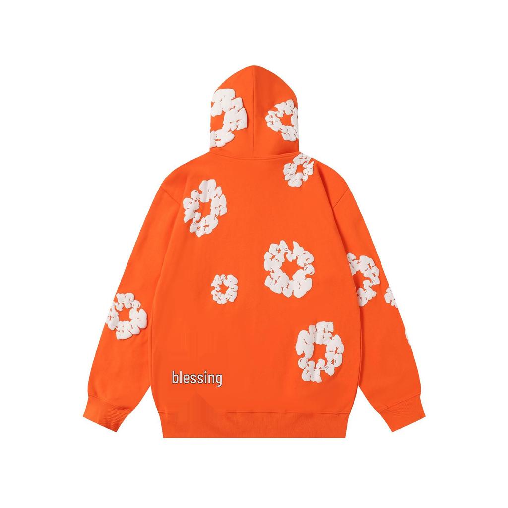 Modna bluza z kapturem i zamkiem, wypełniona pianką kapok, z nadrukiem - Jesienna moda unisex