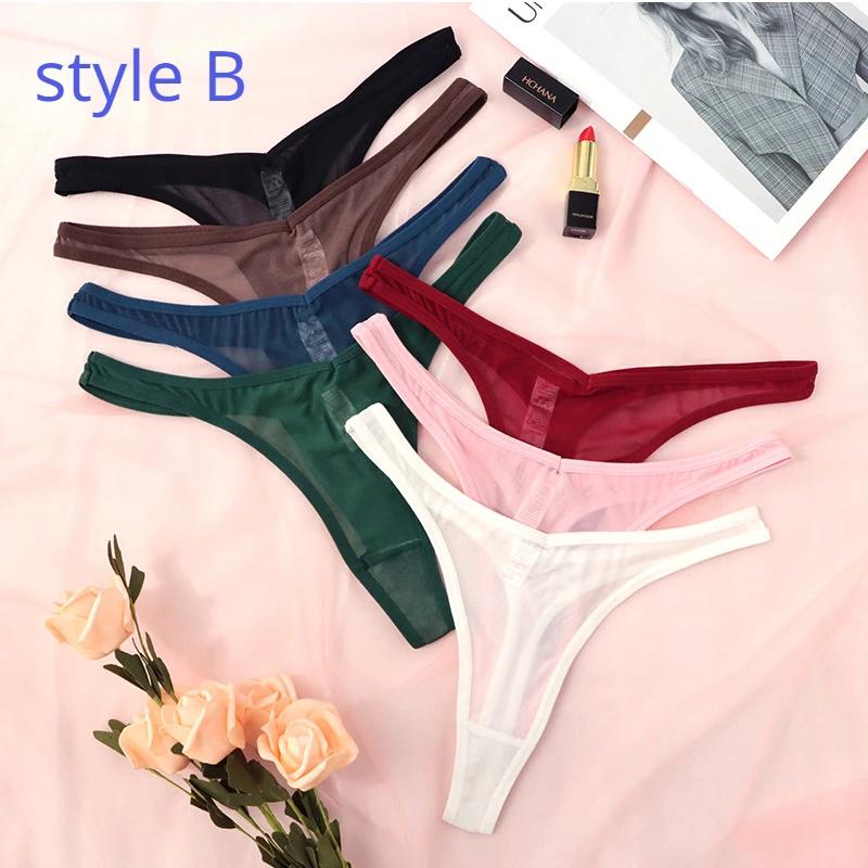 New Deep V Thong Women's Breathable One Line Sexy Hot Low Waist Mini Panties Bikini Bottom Thongs Female Panty Women Underwear