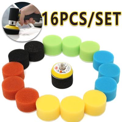 Conjunto de 16 peças de almofadas de polimento cosmético para carro, disco de esponja para reparo de faróis, ferramentas de polimento para cuidados com a pintura cosmética do carro, acessórios para carro