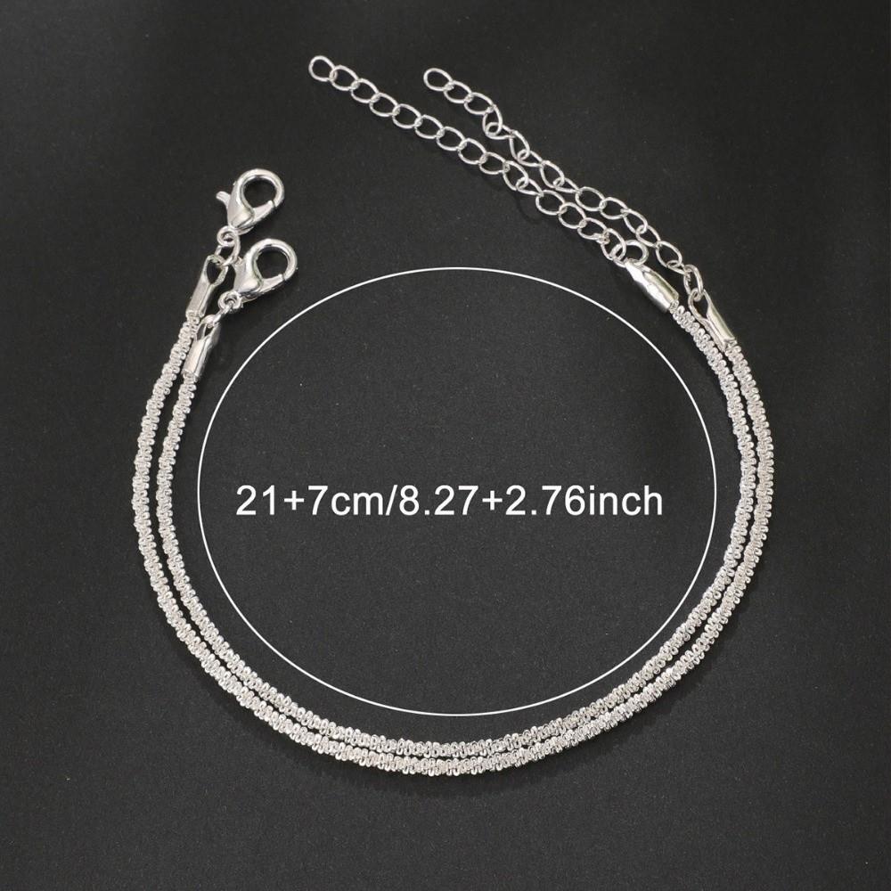 2pcs Adjustable Ankle Chain Sparkling Thin Foot Chain Double-Layer Anklet Daily Parties
