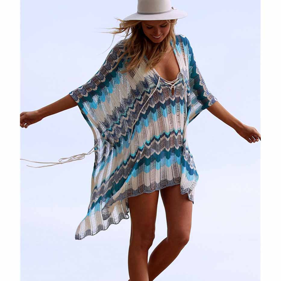 2025 New Beach Cover Up Bikini Crochet Knitted Tassel Tie Beachwear Summer Swimsuit Cover Up Sexy See-through Beach Dress