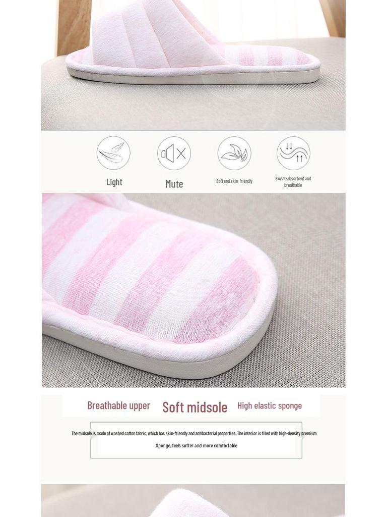 Japanska Linne Anti-Slip Par Tofflor för Vår/Sommar - Mjuk Sula Bomull Hemma Tofflor