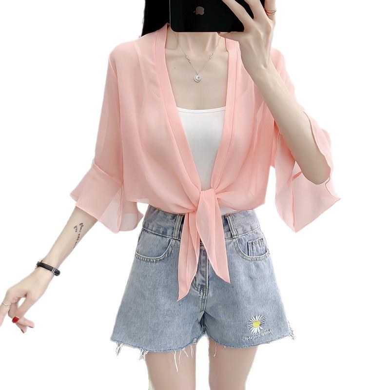 Summer 2026 Women's French Chiffon Sun Protection Cardigan Shawl