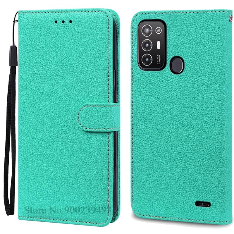 

For ZTE Blade A52 Case PU Leather Flip Wallet Case For ZTE Blade A52 Case Silicone Back Cover Phone Coque Fundas For ZTE Blade A52 небесно-голубой