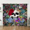 Curtains Skull Black Sunshade Bedroom Living Room Digital Printing Curtains Blackout Free Punching
